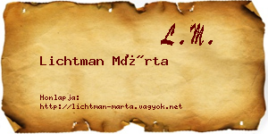 Lichtman Márta névjegykártya